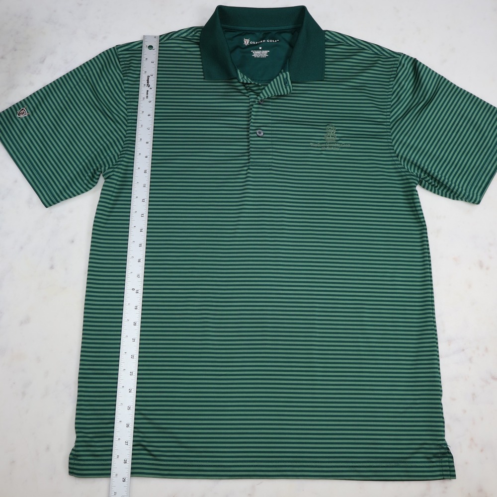 Oxford Golf Ritz Carlton St Thomas Green Striped Polo Shirt Mens Medium - Picture 4 of 9